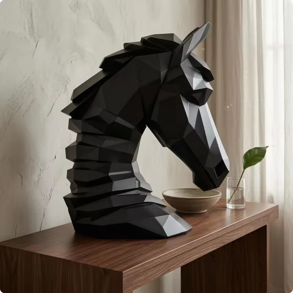 Resin Art Cube - Escultura de Cabeza de Caballo en