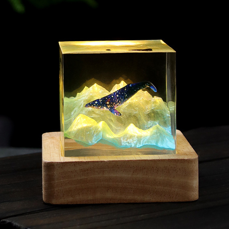 Resin Art Cube - Lámpara de mesa de resina con