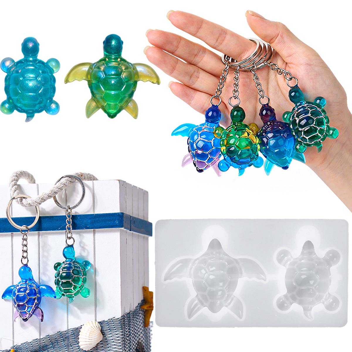 Resin Art Liquid - LLavero de tortuga marina 3D, molde