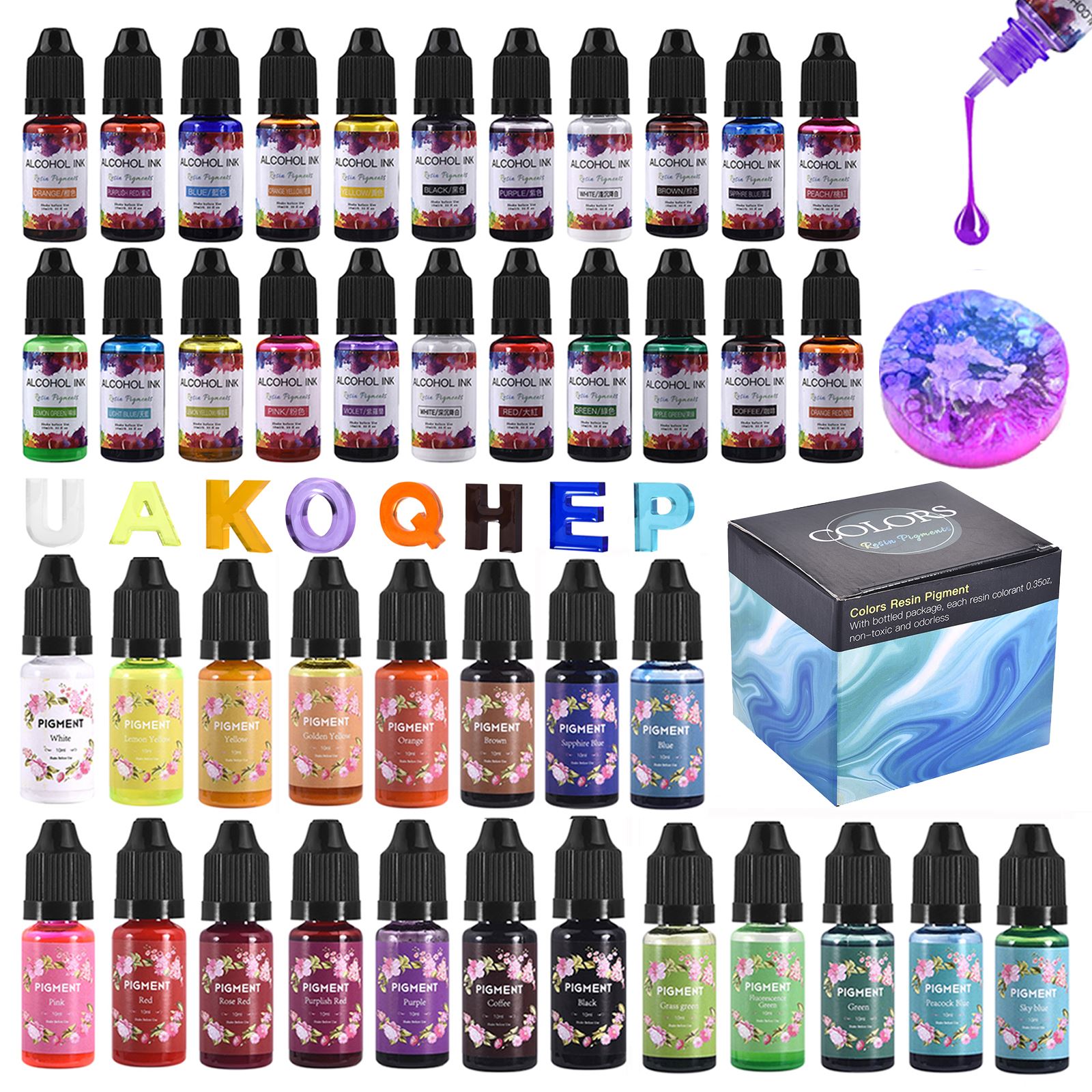 Resin Pigment Alcohol Ink - 1 Juego de Kit de pigmento